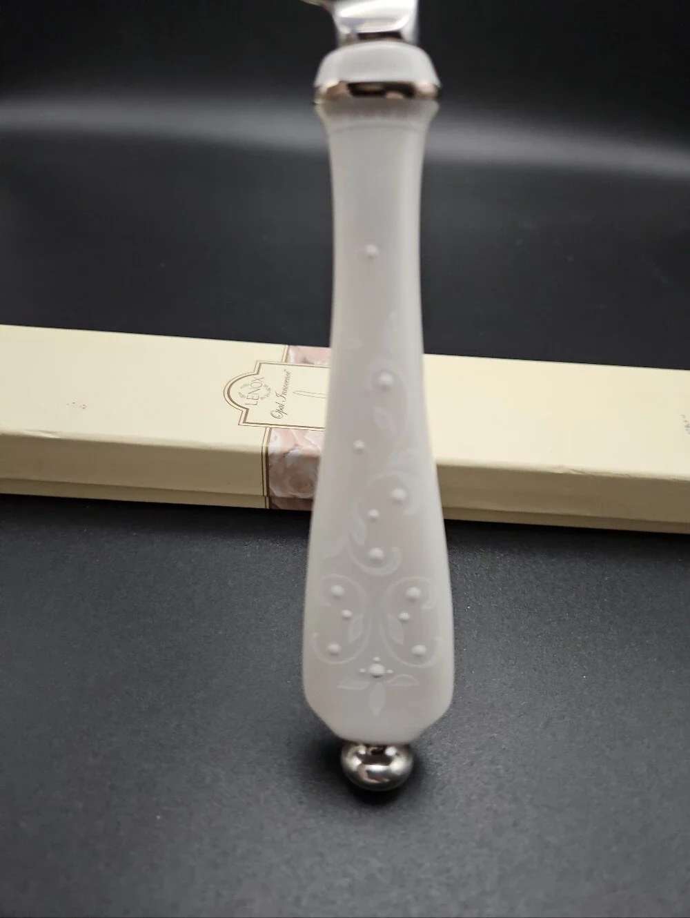 Vintage Lenox Opal Innocence Carved Cake Knife w/ Box 13 inches